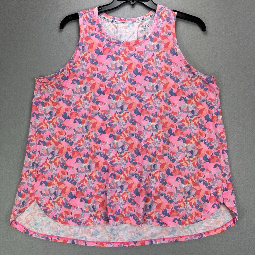 Zelos Tank Top Women's 2X Plus Pink Sleeveless Shirt Athleisure Activewear Soft